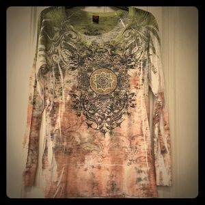 Ojai Crew Neck Mandala Graphic Burnout Tee